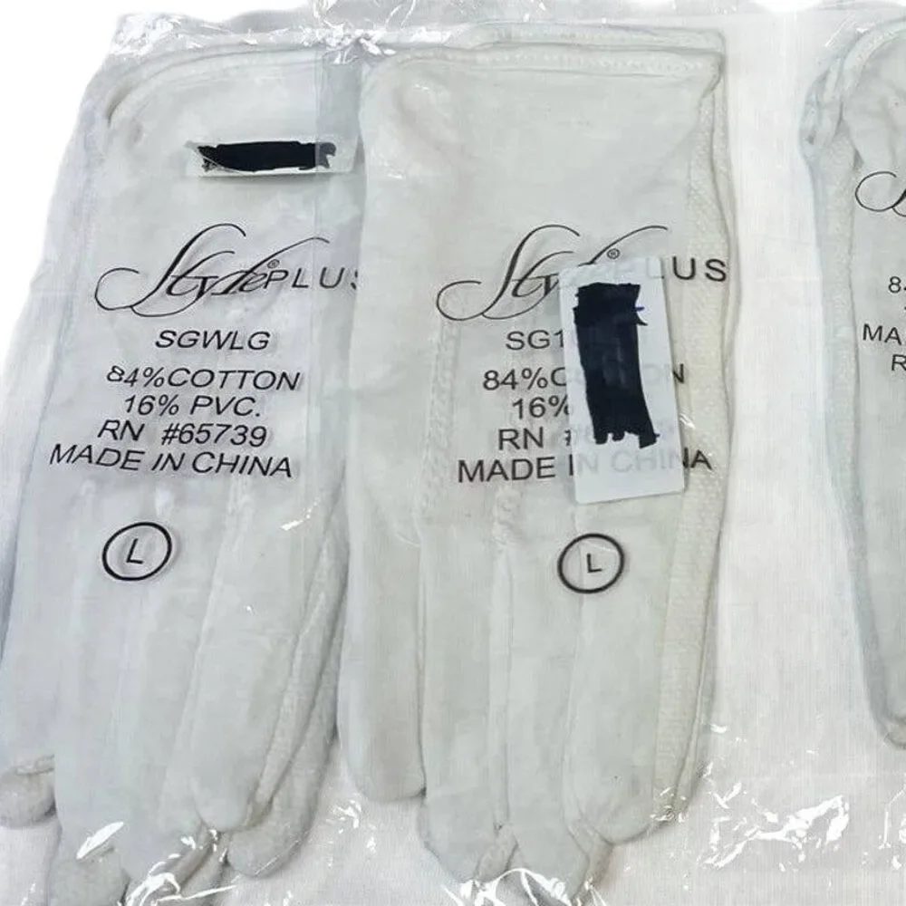 New In Package Lot of 9 DSI Style Plus Large White Cotton Marching Band Gloves